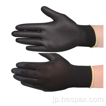 Hespax Black 13Gauge Nylon Antistatic Pu Palm Gloves